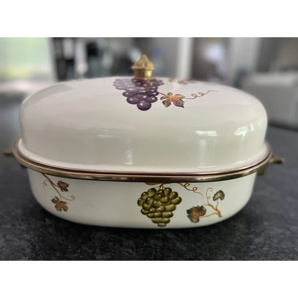 Villa Grande Porcelain Enamel 8 Quart Covered Casserole Dish